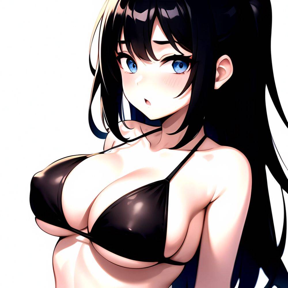 1girl O Absurdres Bikini Black Bikini Black Hair Blue Eyes Breasts Cleavage Collarbone Commentary Request Highres Large Breasts, 491567515 - AIHentai - #main