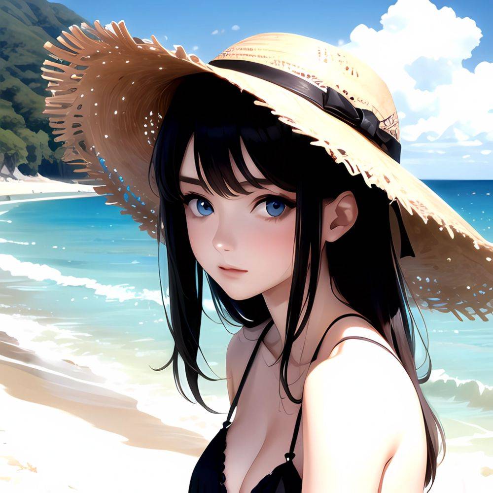 1girl Solo Beach Blue Eyes, 865370275 - AIHentai - #main