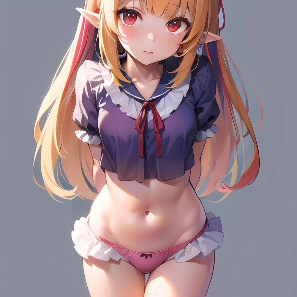 1girl Blonde Hair Frilled Panties Frills Highres Hip Bones Looking At Viewer Makaino Ririmu Multicolored Hair Navel Nijisanji No, 2839973682 - AIHentai - #main