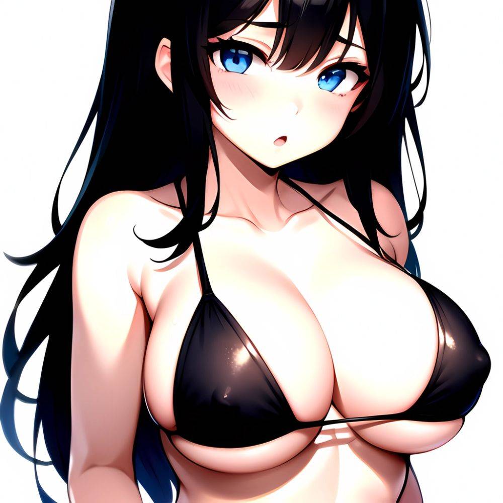 1girl O Absurdres Bikini Black Bikini Black Hair Blue Eyes Breasts Cleavage Collarbone Commentary Request Highres Large Breasts, 861121083 - AIHentai - #main