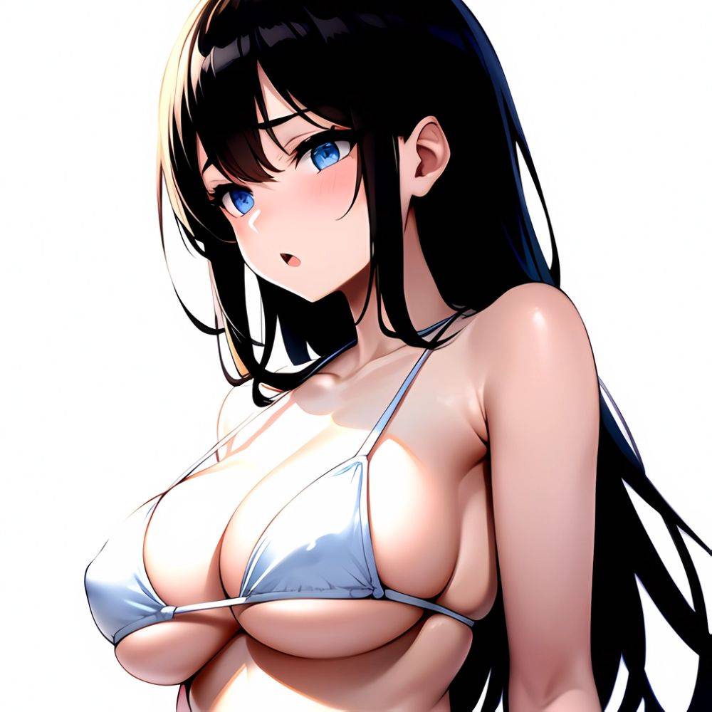 1girl O Absurdres Bikini White Bikini Black Hair Blue Eyes Breasts Cleavage Collarbone Commentary Request Highres Large Breasts, 1942448286 - AIHentai - #main