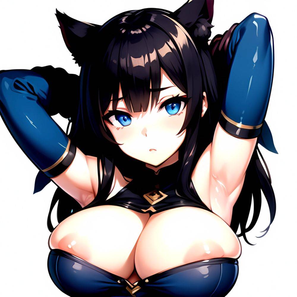 1girl Solo Big Boobs Pov Blue Eyes Armpits Arms Behind Head, 4239821261 - AIHentai - #main