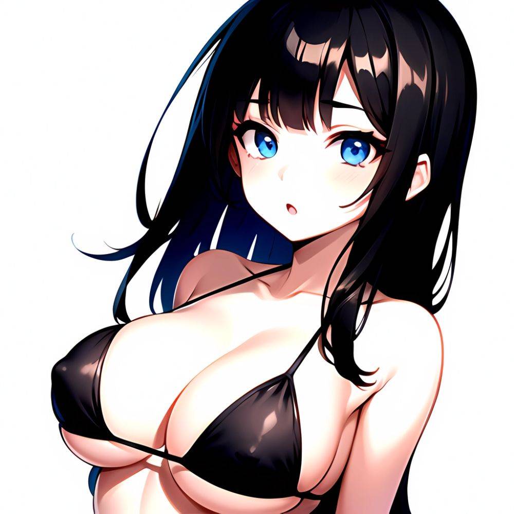 1girl O Absurdres Bikini Black Bikini Black Hair Blue Eyes Breasts Cleavage Collarbone Commentary Request Highres Large Breasts, 2320698416 - AIHentai - #main