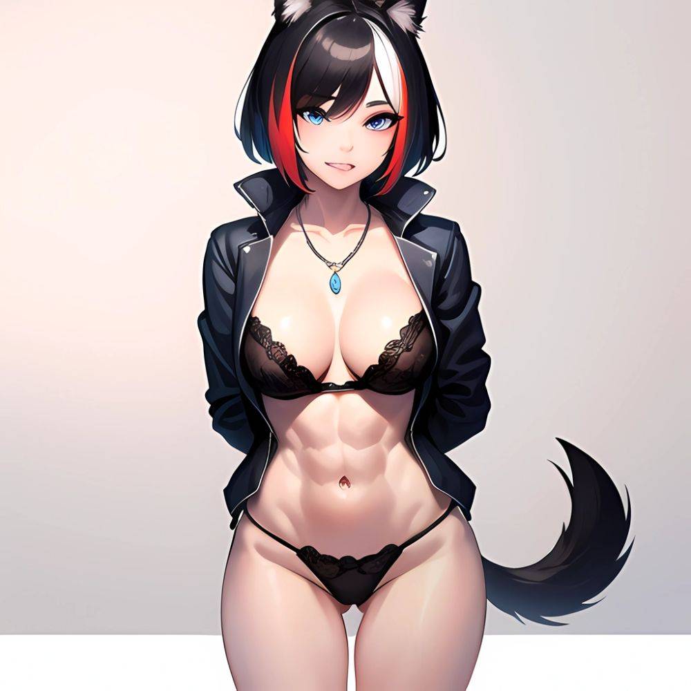 Solo 1girl Abs Animal Ears Aria Crystalplanet00 Bbc Chan Biting Black Hair Black Sclera Blue Eyes Breasts Colored Sclera Cropped, 981130007 - AIHentai - #main