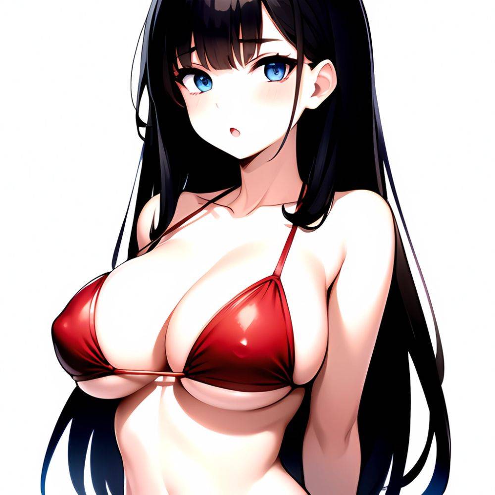 1girl O Absurdres Bikini Red Bikini Black Hair Blue Eyes Breasts Cleavage Collarbone Commentary Request Highres Large Breasts Lo, 4276509948 - AIHentai - #main