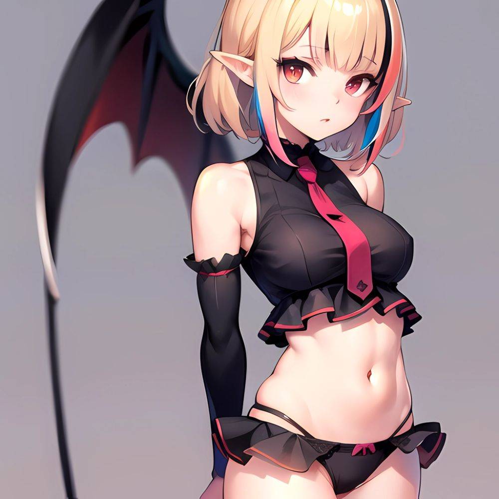 1girl Blonde Hair Frilled Panties Frills Highres Hip Bones Looking At Viewer Makaino Ririmu Multicolored Hair Navel Nijisanji No, 2181255429 - AIHentai - #main