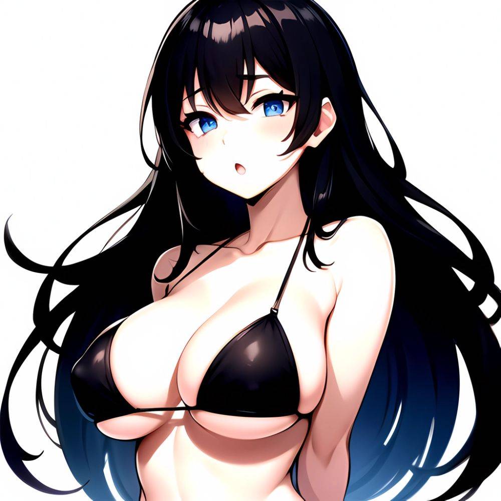 1girl O Absurdres Bikini Black Bikini Black Hair Blue Eyes Breasts Cleavage Collarbone Commentary Request Highres Large Breasts, 3736899091 - AIHentai - #main