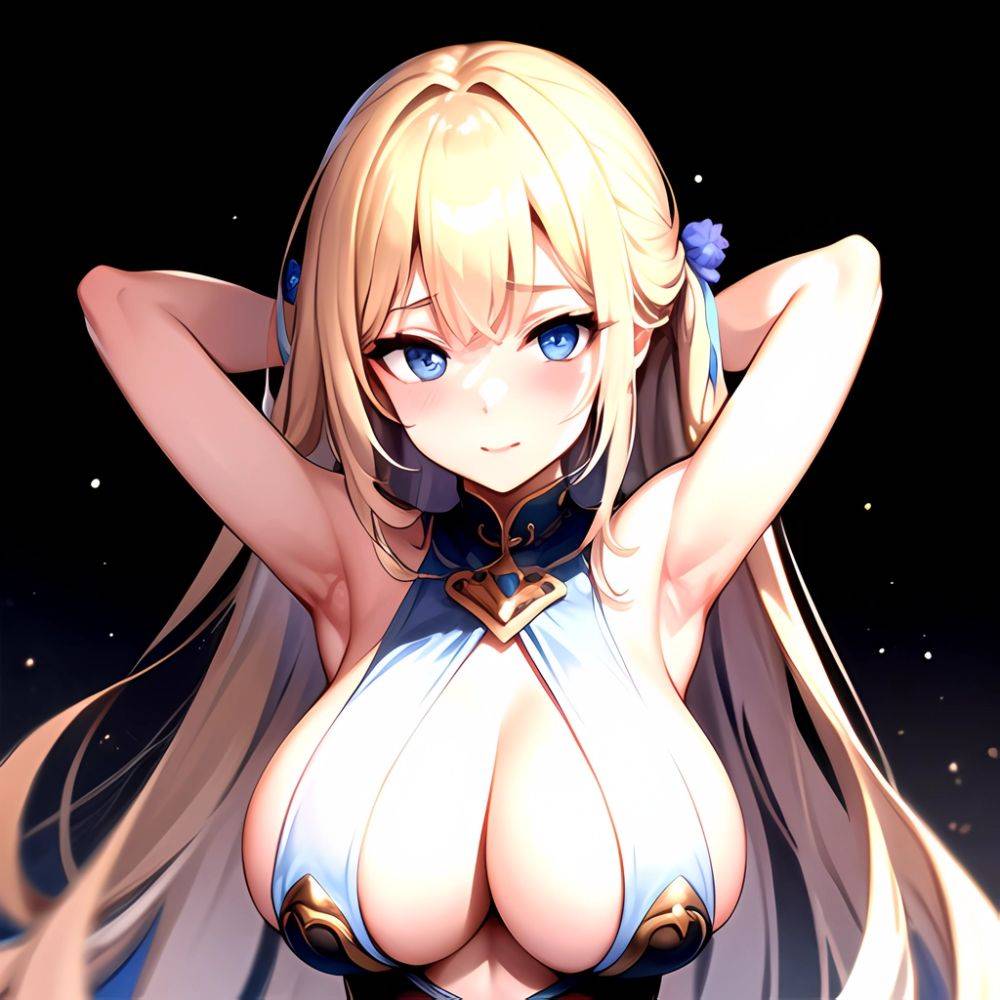 1girl Solo Big Boobs Pov Blue Eyes Armpits Arms Behind Head, 3727973108 - AIHentai - #main