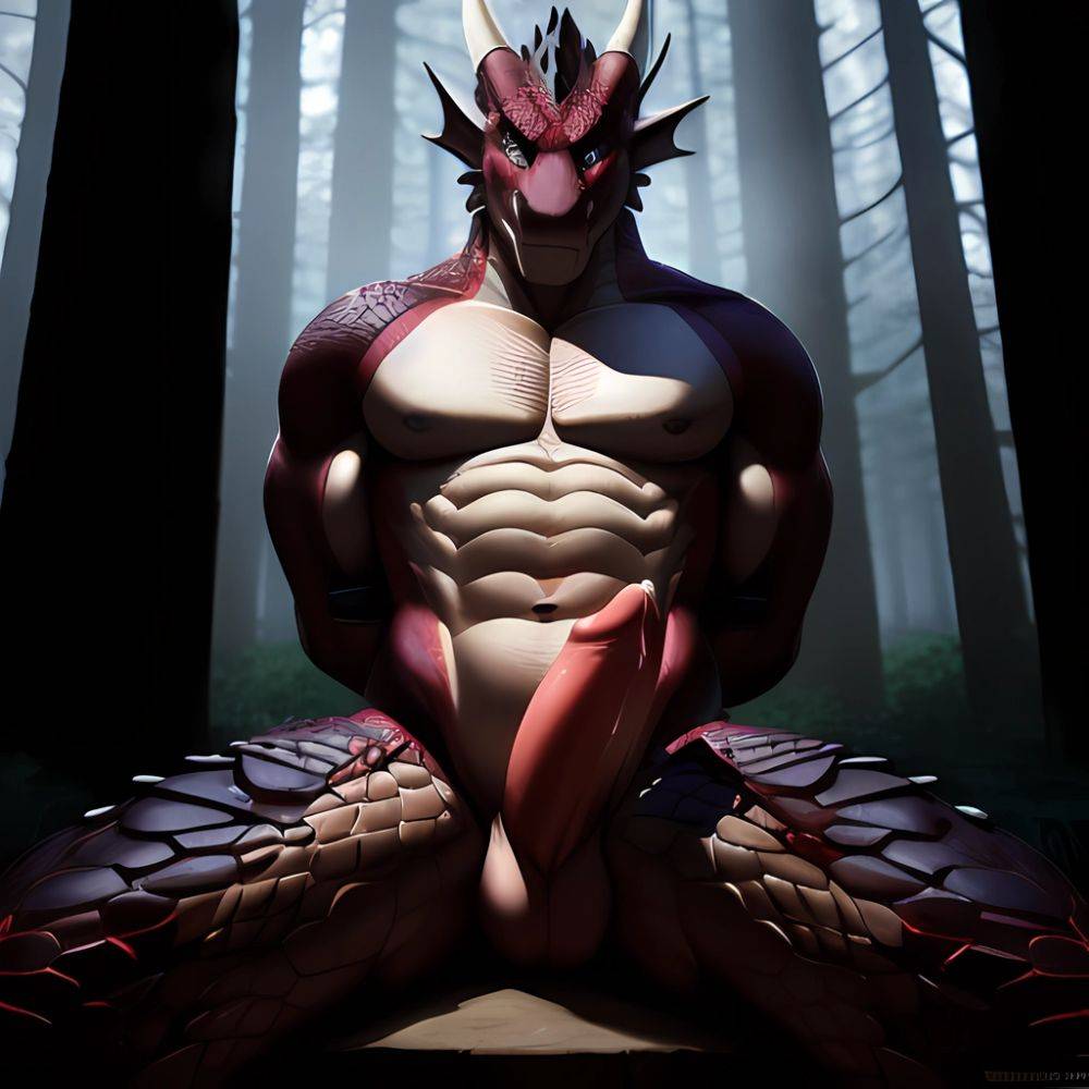 Anthro Dragon Male Solo Abs Cum Dripping Muscular Dragon Penis Genital Slit Furry Sitting Realistic Scales Detailed Scales Textu, 1780456691 - AIHentai - #main