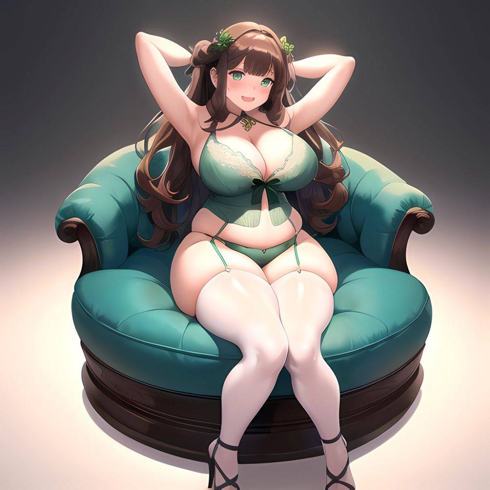 Smiling Open Mouth Sexy Naughty Green Eyes Lingerie Big Ass Very Thick Obese 1 4 Sitting Down Absurdres Blush 1, 397749480 - AIHentai - #main