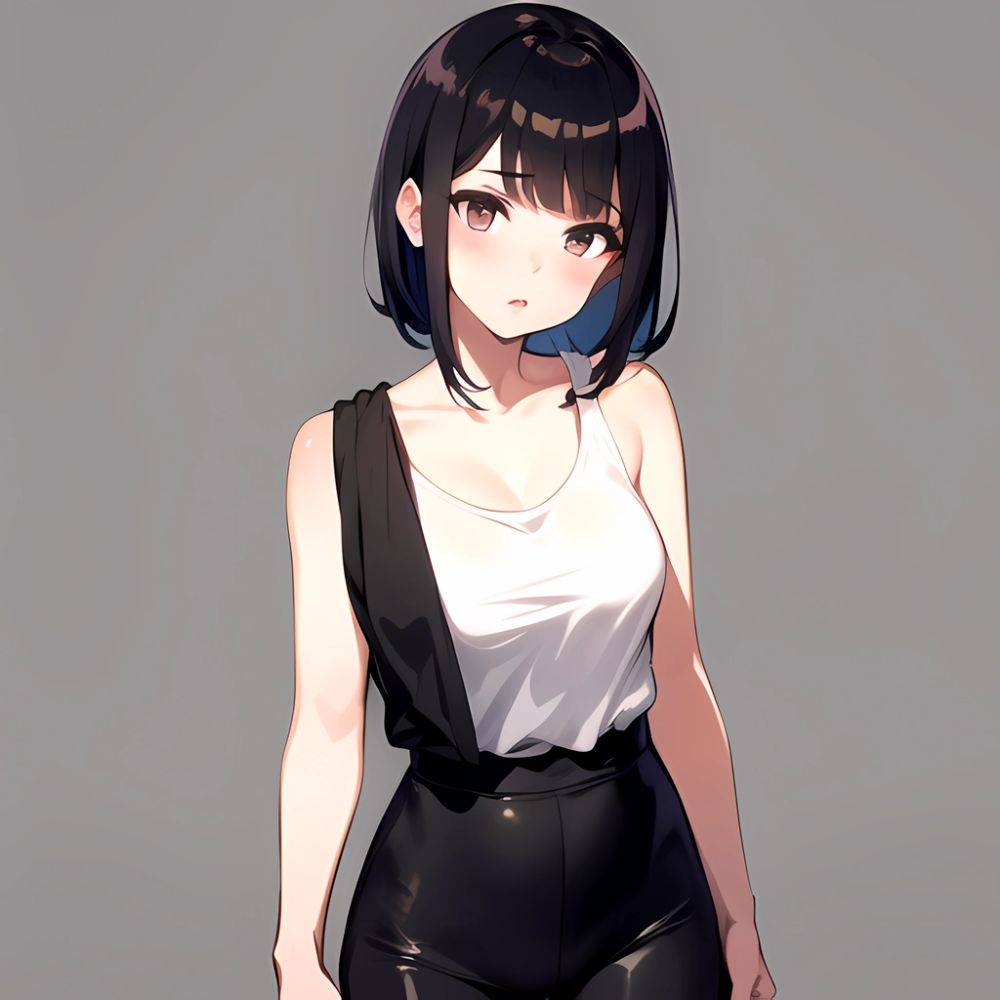 1girl Solo Tank Top Leggings Standing Fully Clothed Pov Simple Background, 473308088 - AIHentai - #main