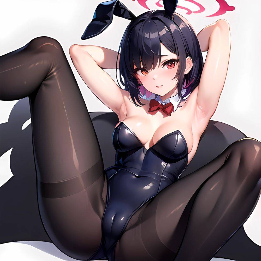 1girl Solo Animal Ears Armpits Black Hair Black Pantyhose Blue Archive Bow Bowtie Cat Ears Colored Inner Hair Coma Light825, 906079330 - AIHentai - #main