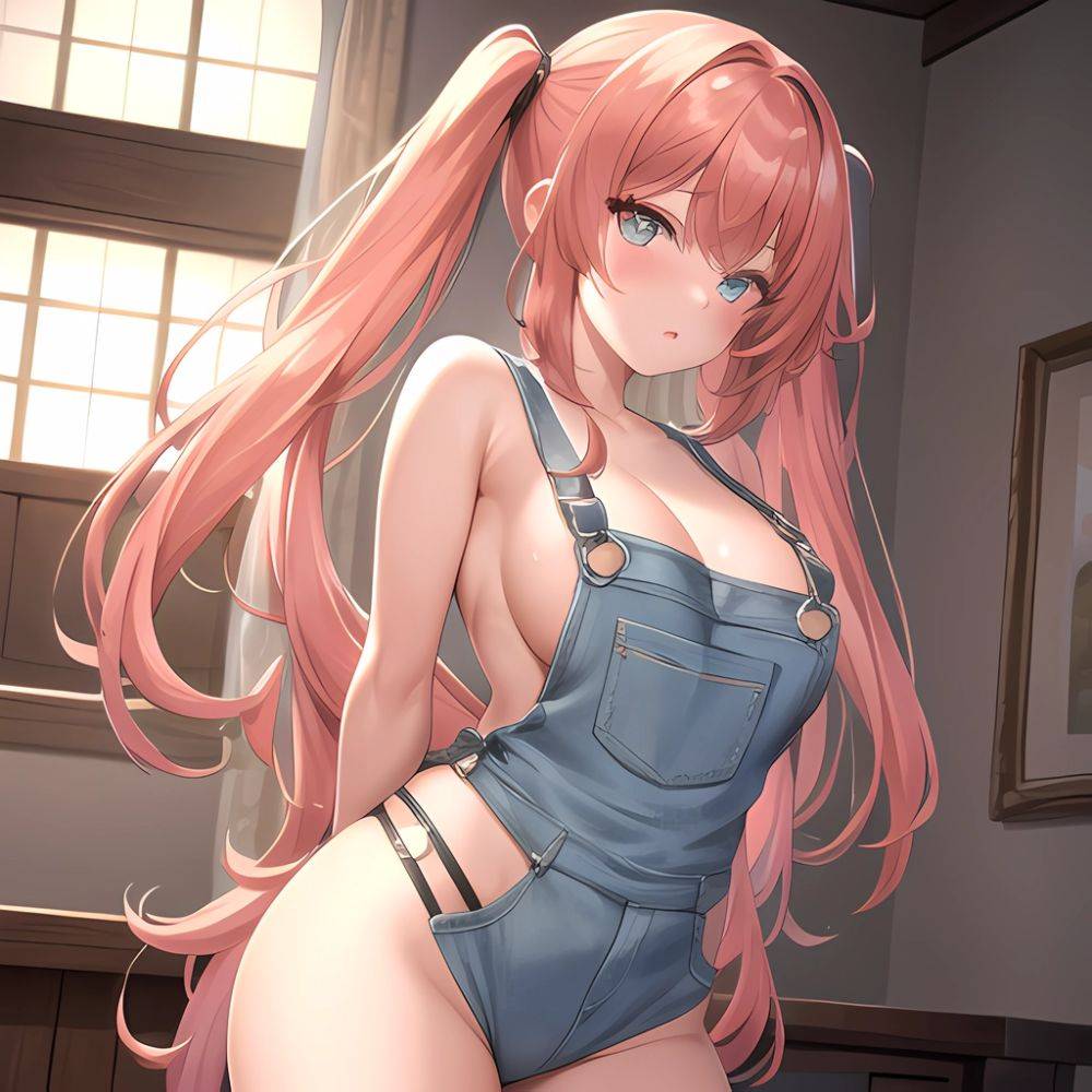 Sexy Overalls Half Naked One Side Down Exposing One Breast Absurdres Blush 1 1 Highres Detail Masterpiece Best Quality Hyper, 3819859042 - AIHentai - #main