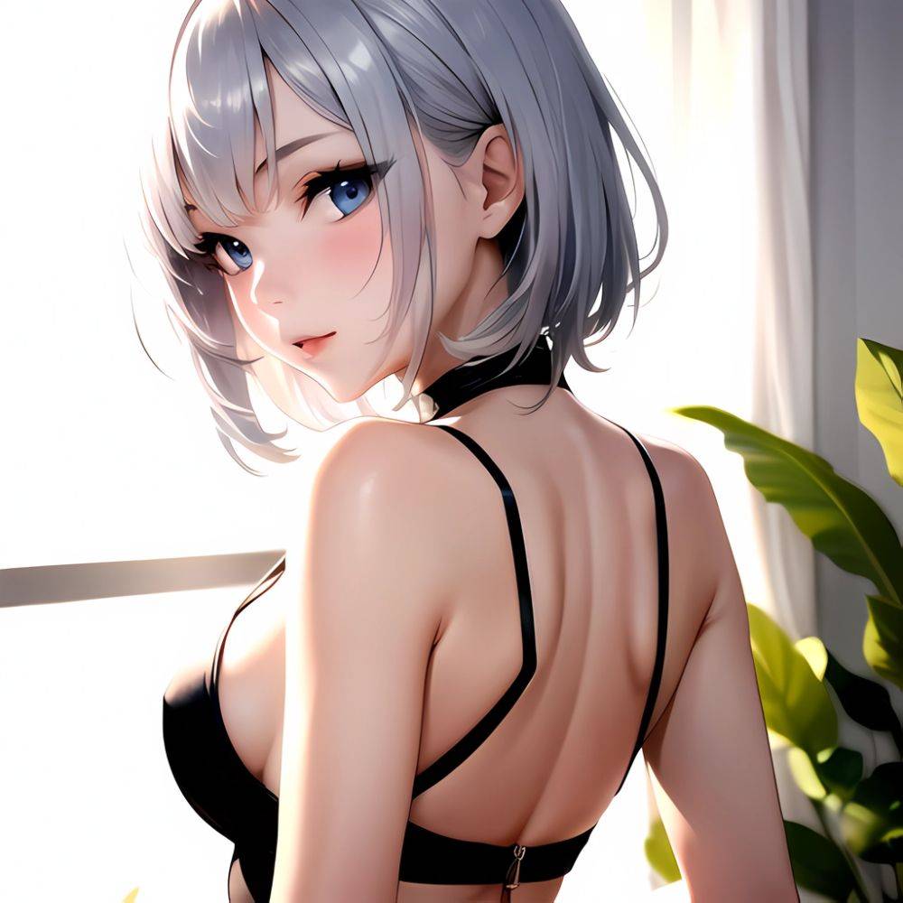 1girl Sexy Blue Eyes Silver Hair Arms Behind Back Facing The Camera Looking At The Camera, 4034025667 - AIHentai - #main