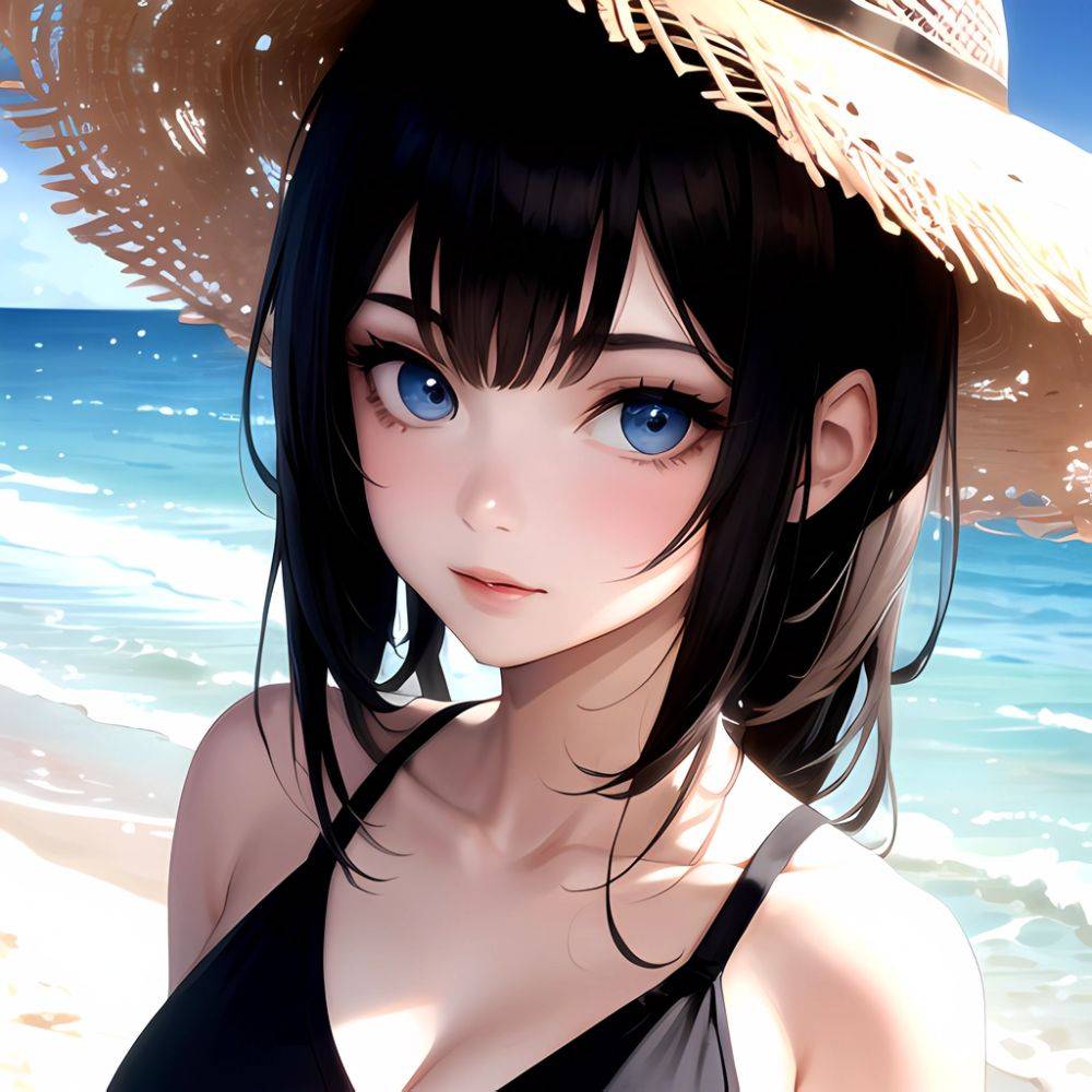 1girl Solo Beach Blue Eyes, 46664066 - AIHentai - #main