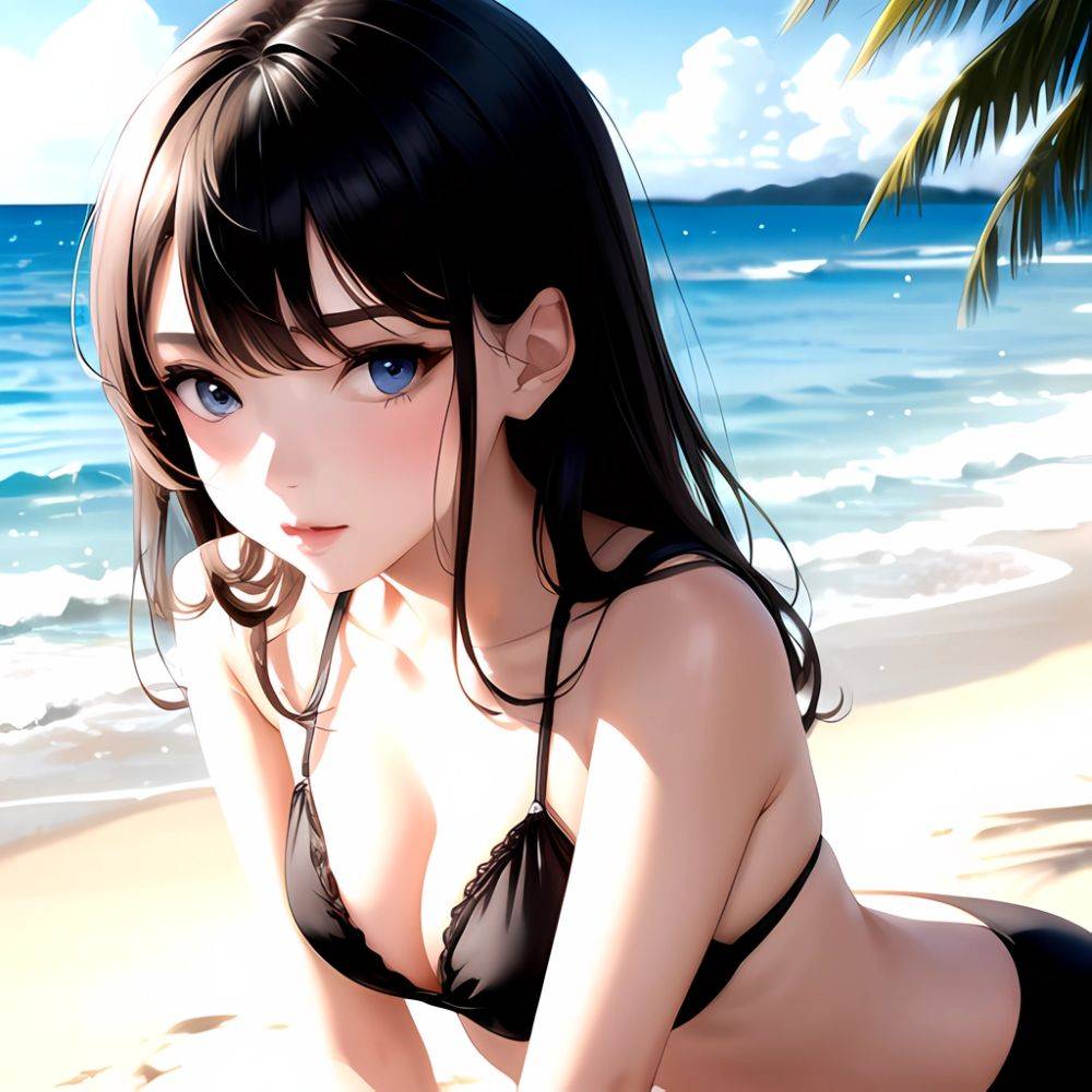 1girl Solo Beach Blue Eyes, 3449690169 - AIHentai - #main