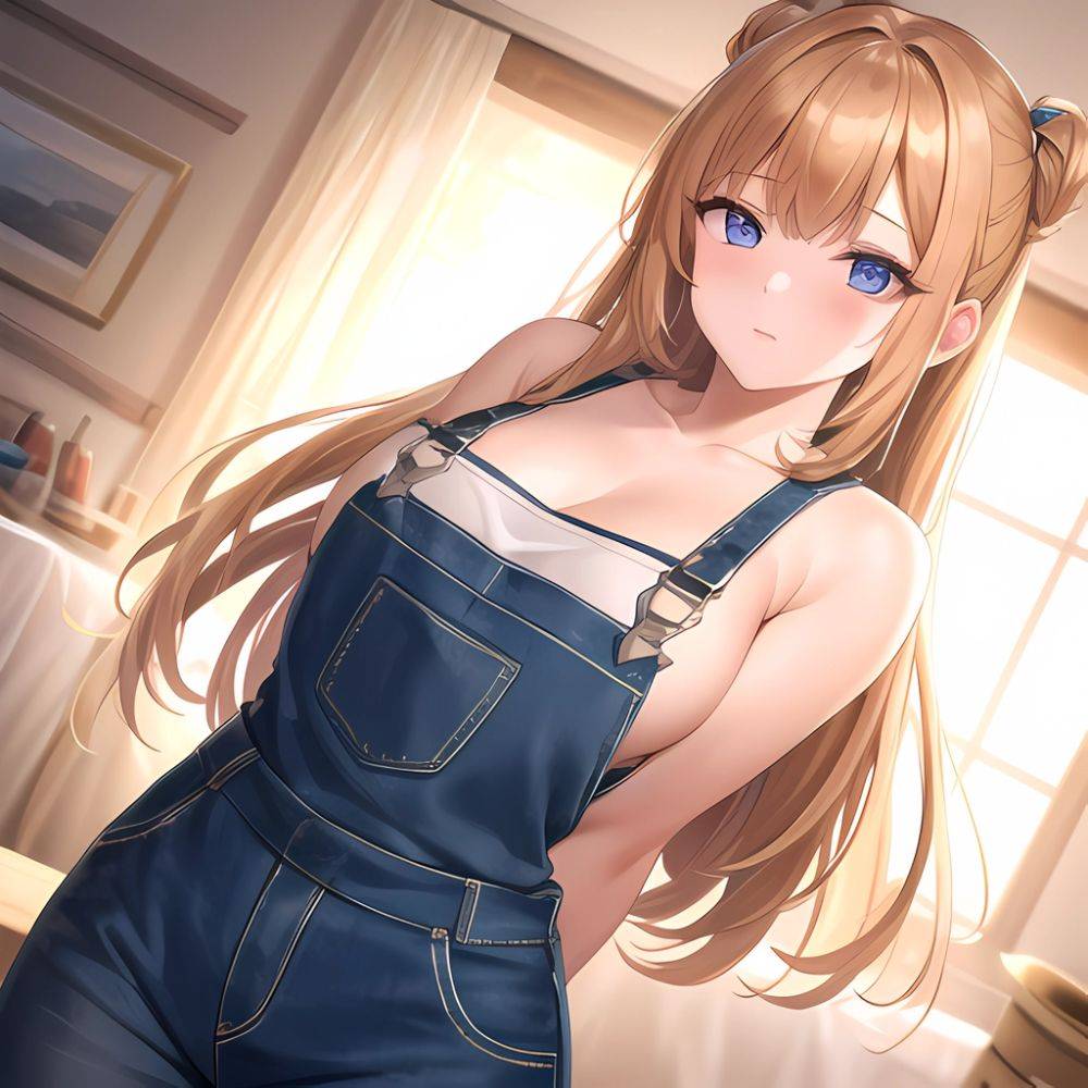 Sexy Overalls Half Naked One Shoulder Side Down Exposing One Breast Absurdres Blush 1 1 Highres Detail Masterpiece Best Quality, 1691245294 - AIHentai - #main
