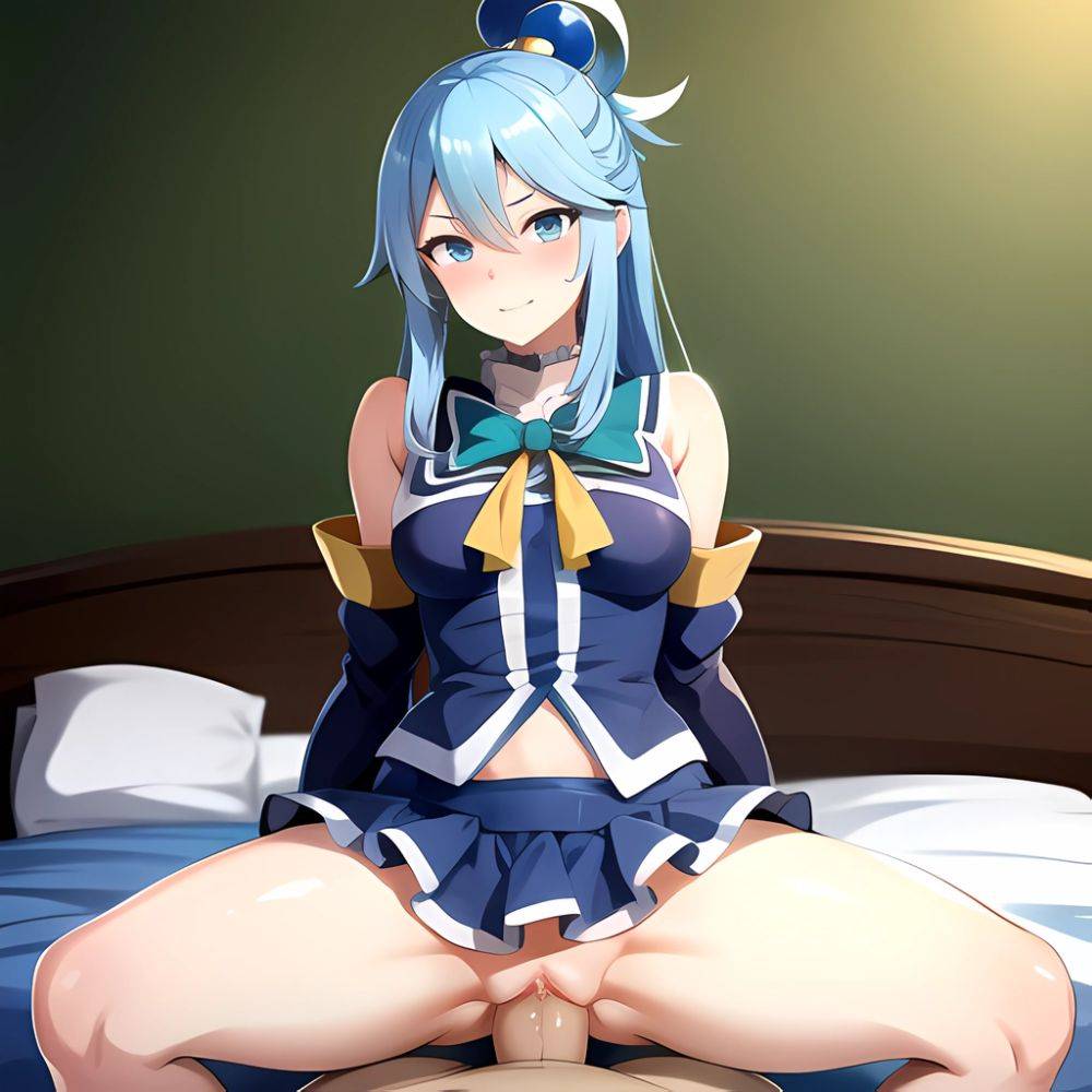 Absurdres Ai Generated Anus Aqua Konosuba Bedroom Blue Eyes Blue Hair Cowgirl Position Highres Looking At Viewer On Bed Penis, 3365948504 - AIHentai - #main