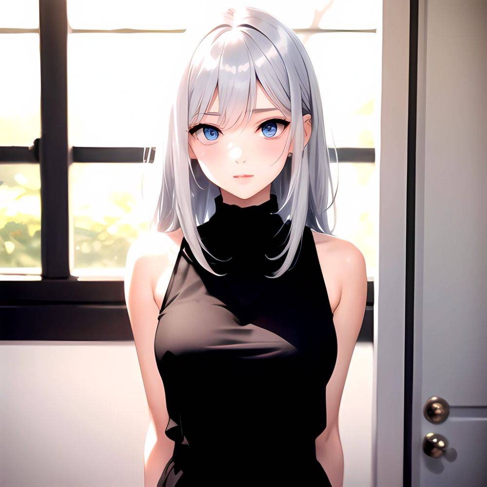 1girl Sexy Blue Eyes Silver Hair Arms Behind Back Facing The Camera Looking At The Camera, 8564826 - AIHentai - #main