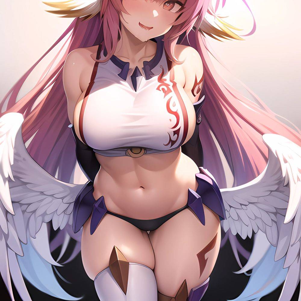 Ngnl Jibril Jibril Anime Absurdres Long Hair Pink Hair Halo Large Breasts Symbol Shaped Pupils Tattoo Cleavage Low Wings Gloves, 3372535324 - AIHentai - #main