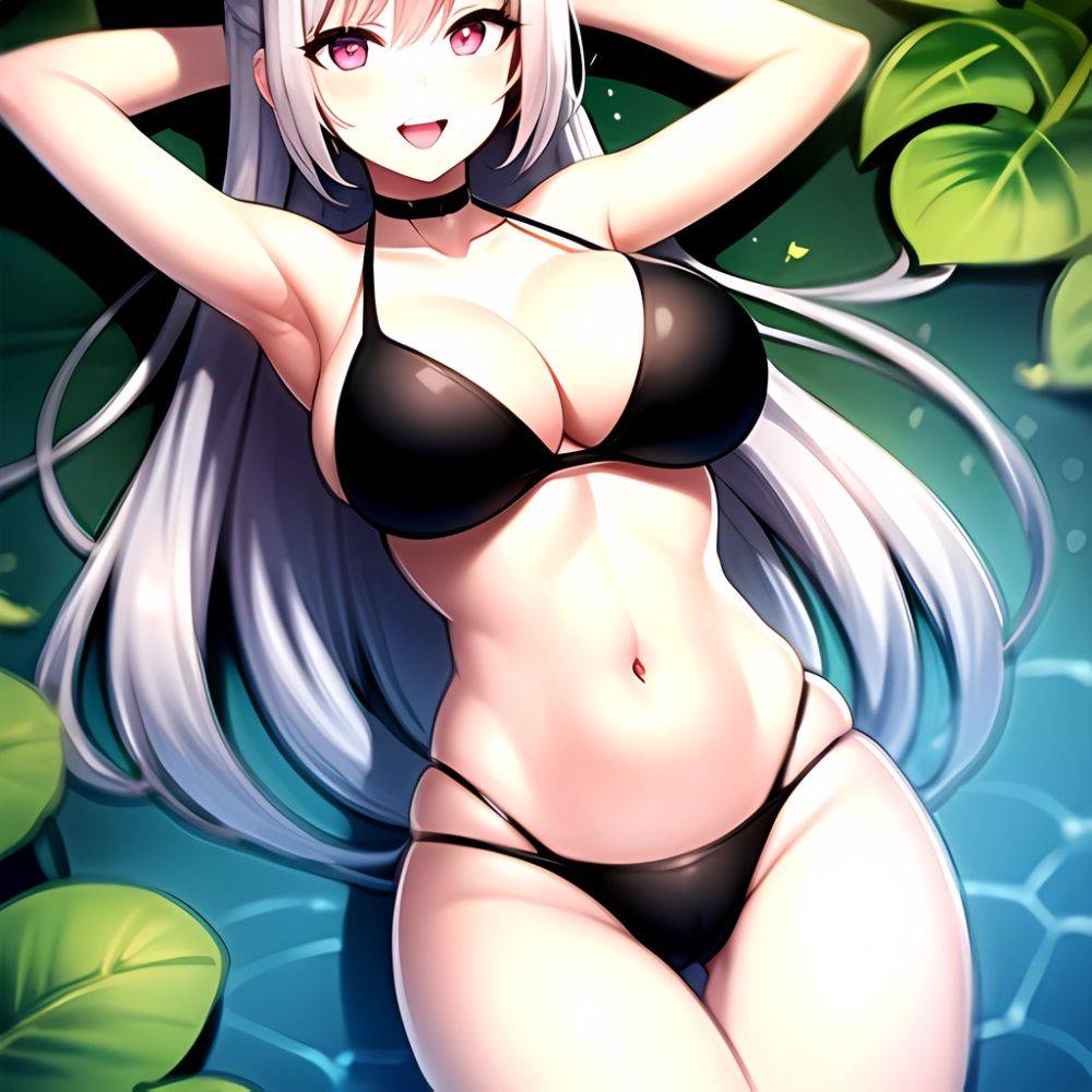 1girl D Bare Arms Bare Shoulders Bikini Black Bikini Breasts Bug Butterfly Butterfly Hair Ornament Choker Cleavage Feet Out Of, 2224313411 - AIHentai - #main