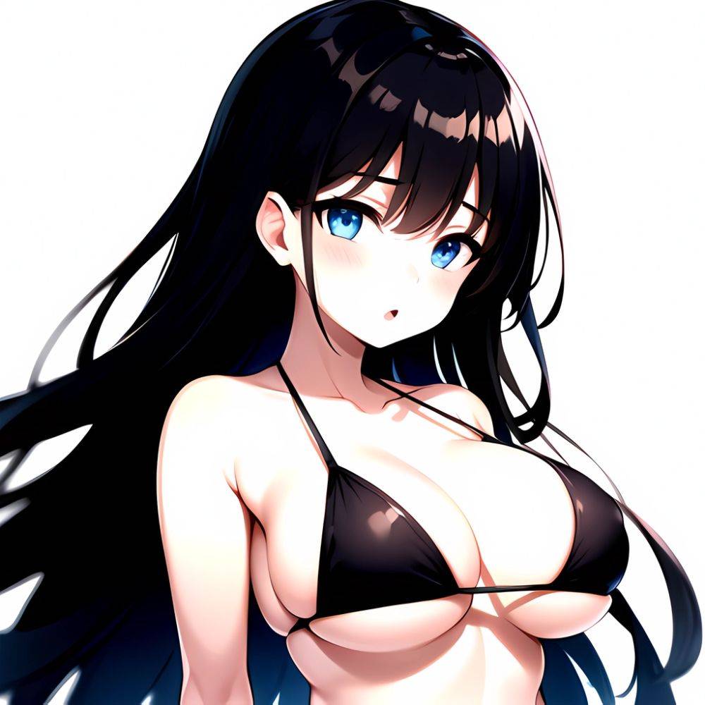 1girl O Absurdres Bikini Black Bikini Black Hair Blue Eyes Breasts Cleavage Collarbone Commentary Request Highres Large Breasts, 3873138750 - AIHentai - #main