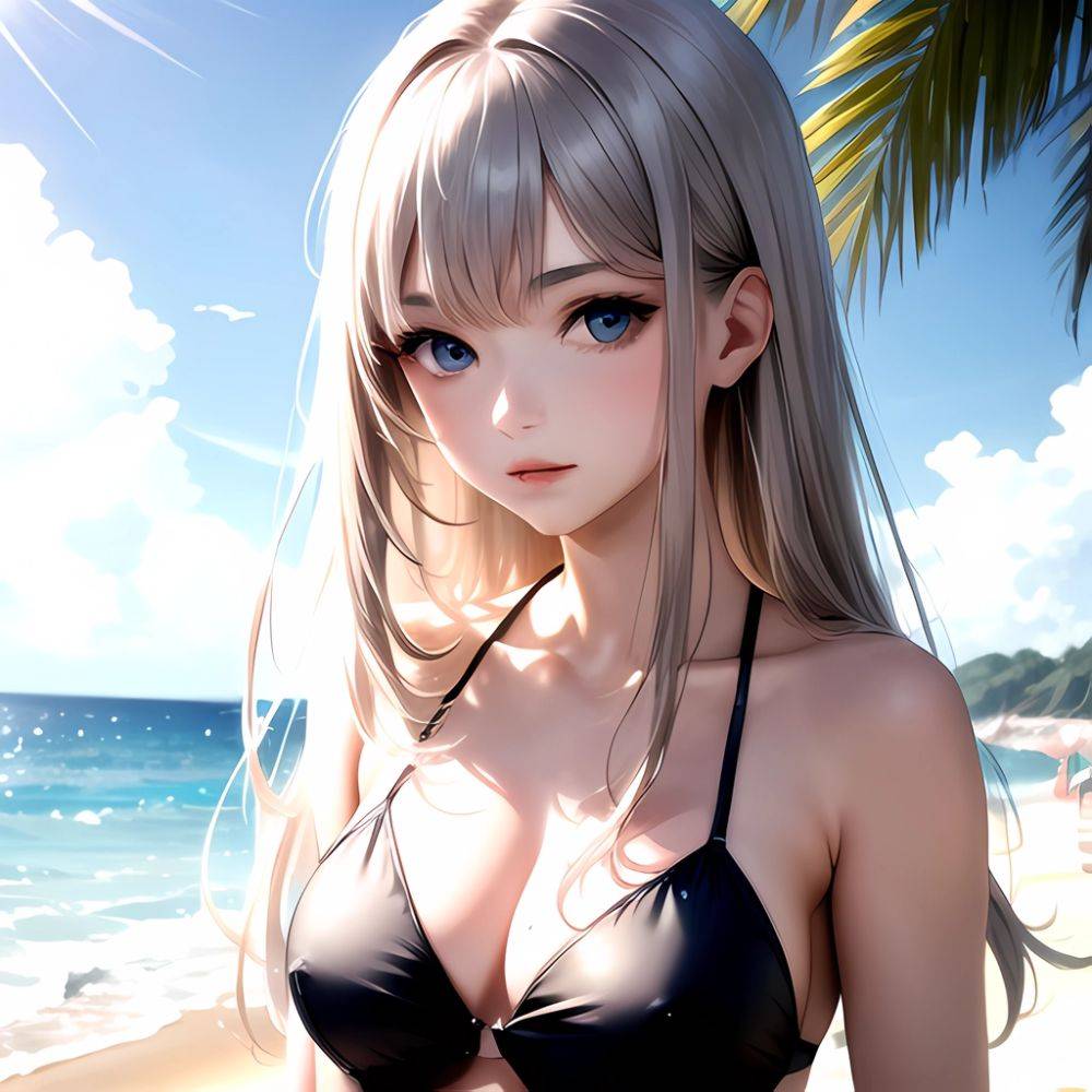 1girl Solo Beach Blue Eyes, 1428923048 - AIHentai - #main