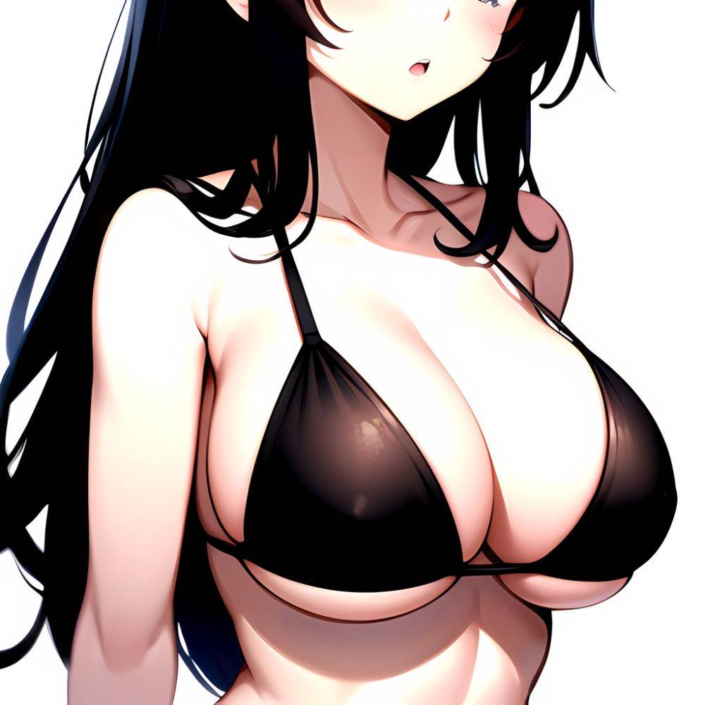 1girl O Absurdres Bikini Black Bikini Black Hair Blue Eyes Breasts Cleavage Collarbone Commentary Request Highres Large Breasts, 886708048 - AIHentai - #main