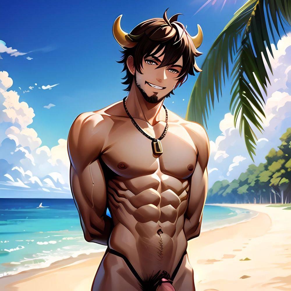 Naked Penis Dick Abs Atlas Vos Bara Beach Bracelet Brown Eyes Brown Hair Bulge Collarbone Commission Cow Horns Solo 1guy, 1945841134 - AIHentai - #main