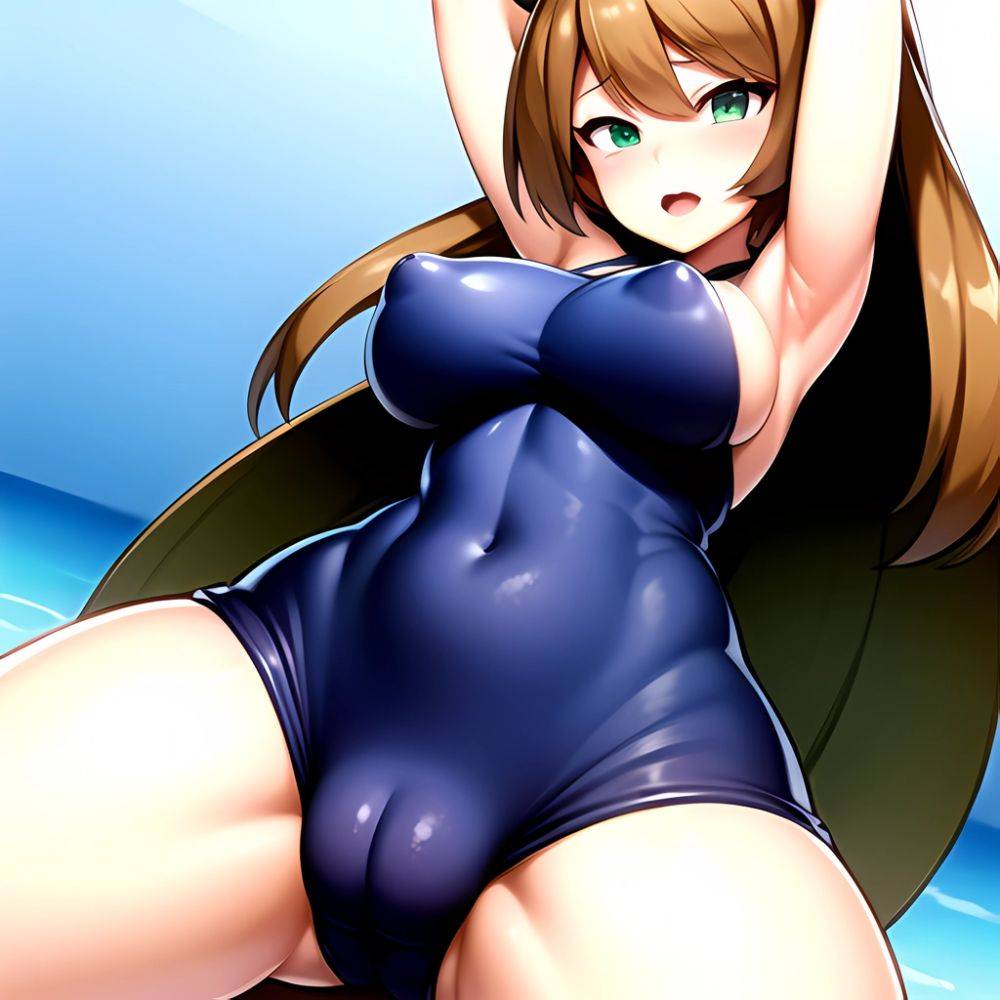 1girl Armpits Back Bare Legs Bikini Blush Breasts Covered Navel Cowboy Shot Creatures Company Female Focus Game Freak Green Eyes, 4213601718 - AIHentai - #main