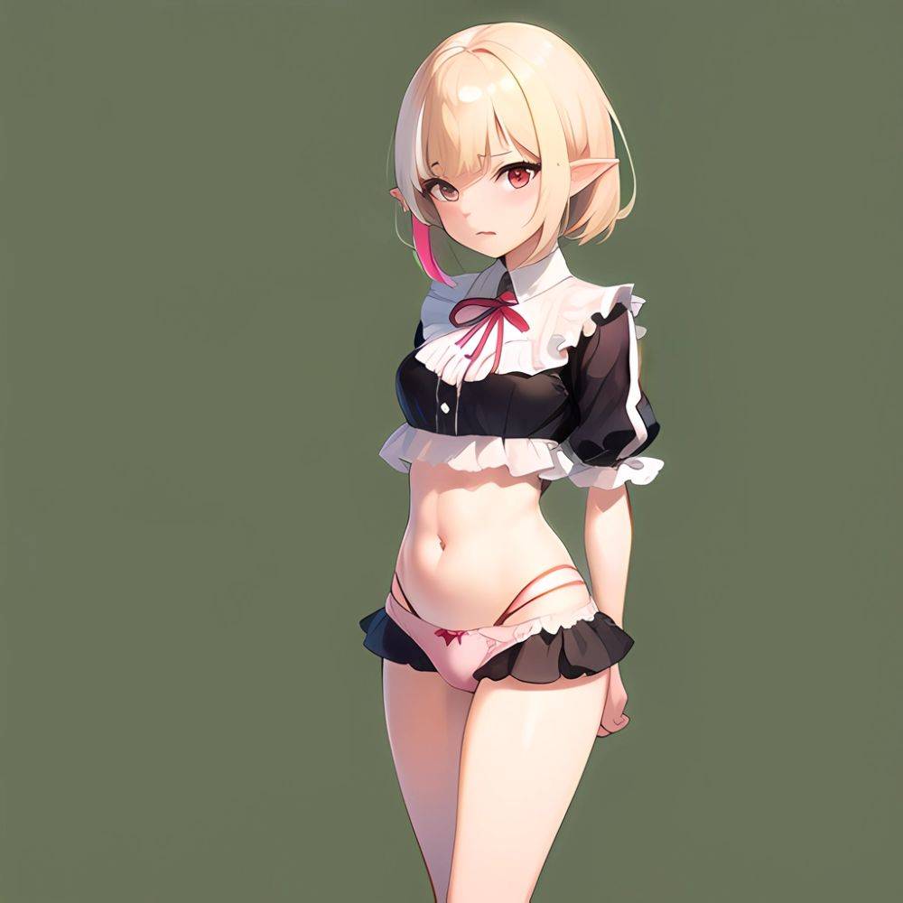 1girl Blonde Hair Frilled Panties Frills Highres Hip Bones Looking At Viewer Makaino Ririmu Multicolored Hair Navel Nijisanji No, 2882872545 - AIHentai - #main