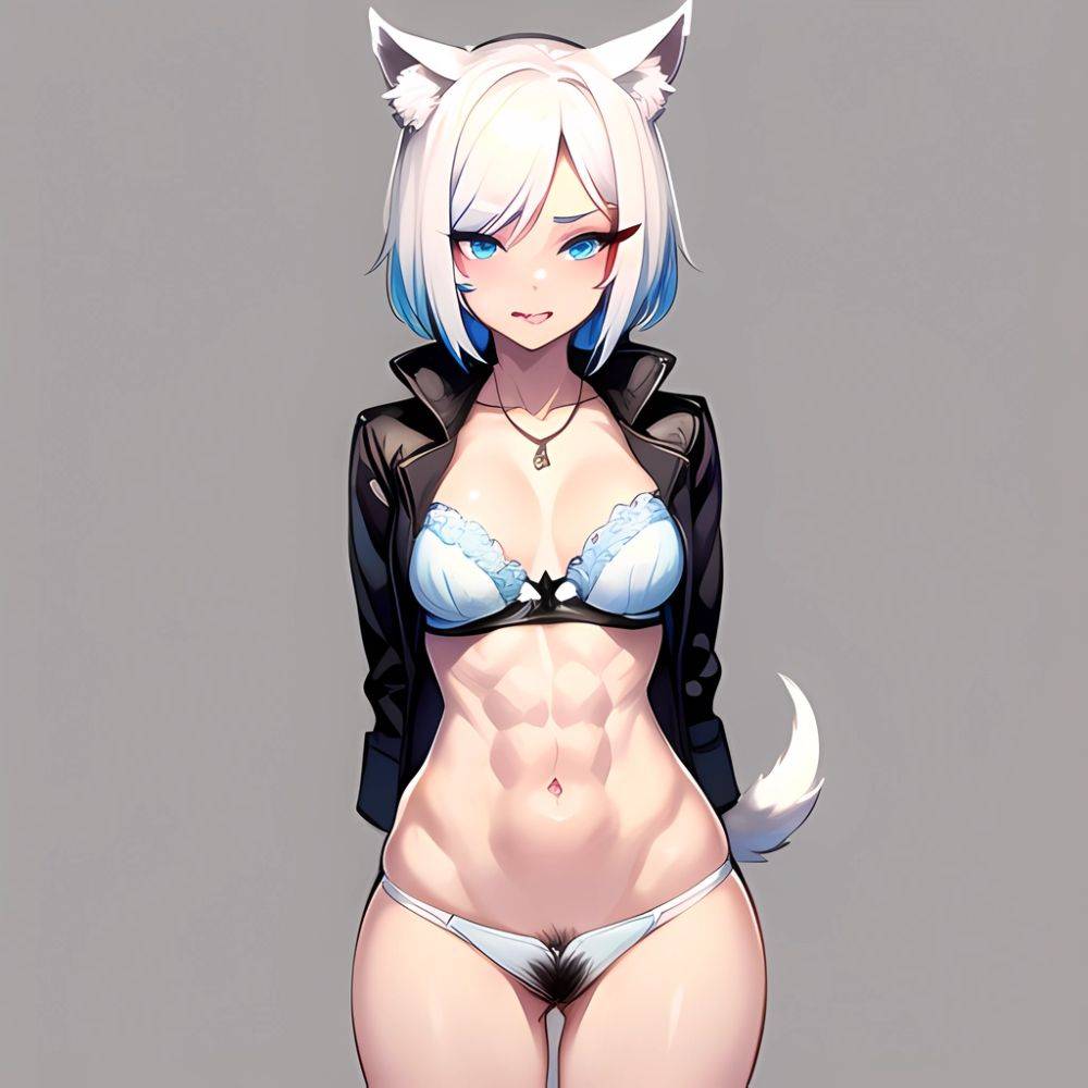 Solo 1girl Abs Animal Ears Aria Crystalplanet00 Bbc Chan Biting Black Hair Black Sclera Blue Eyes Breasts Colored Sclera Cropped, 2972242436 - AIHentai - #main