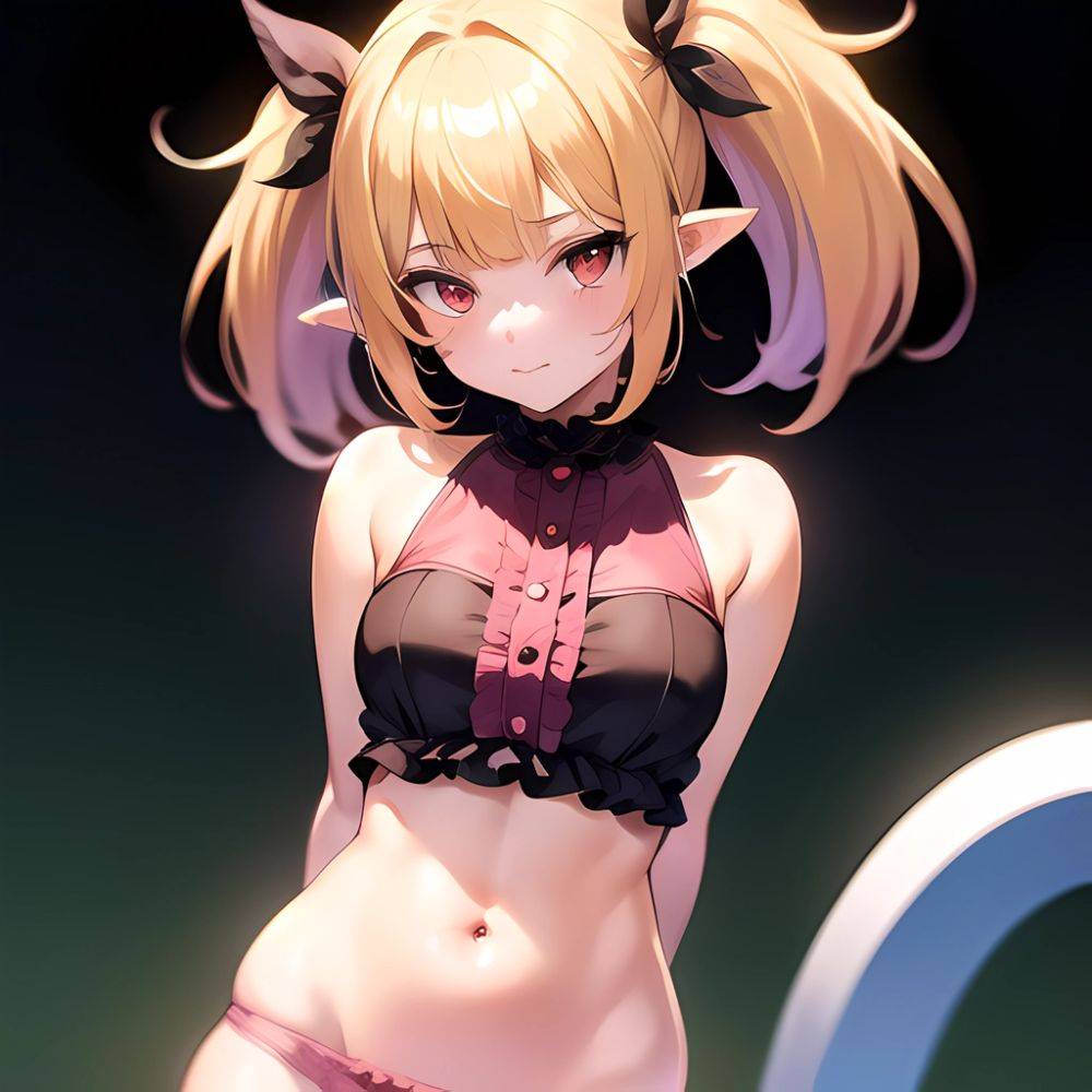 1girl Blonde Hair Frilled Panties Frills Highres Hip Bones Looking At Viewer Makaino Ririmu Multicolored Hair Navel Nijisanji No, 1018855562 - AIHentai - #main