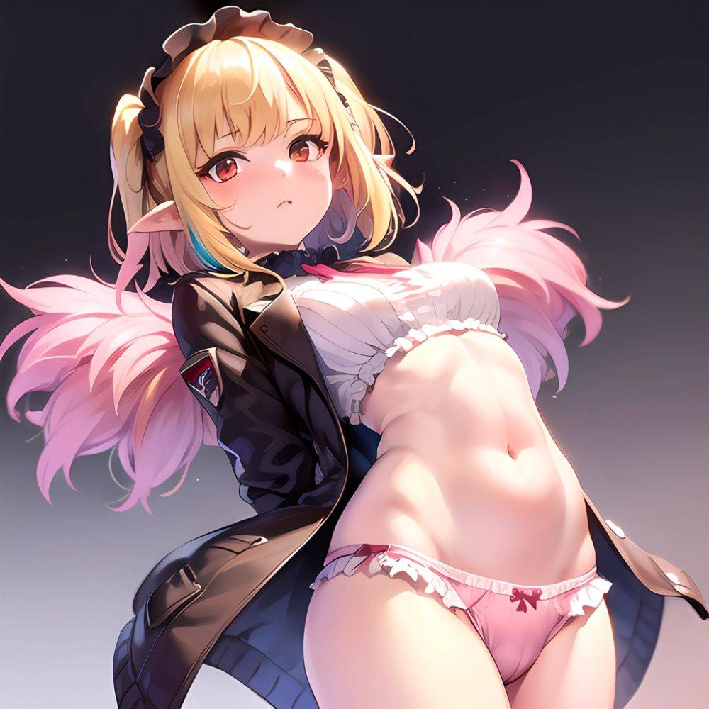 1girl Blonde Hair Frilled Panties Frills Highres Hip Bones Looking At Viewer Makaino Ririmu Multicolored Hair Navel Nijisanji No, 380336820 - AIHentai - #main