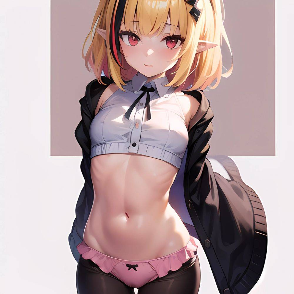 1girl Blonde Hair Frilled Panties Frills Highres Hip Bones Looking At Viewer Makaino Ririmu Multicolored Hair Navel Nijisanji No, 1149922339 - AIHentai - #main