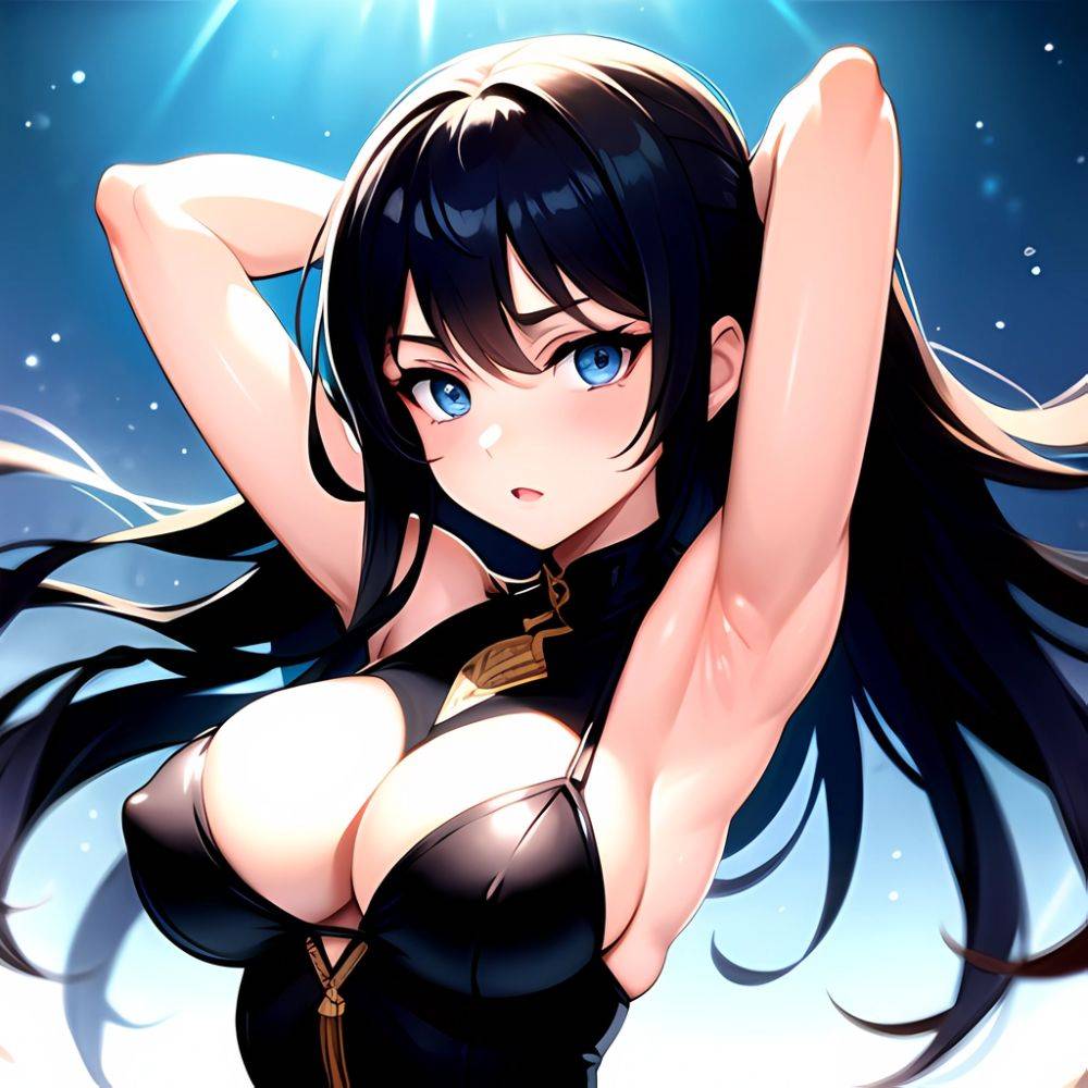 1girl Solo Big Boobs Pov Blue Eyes Armpits Arms Behind Head, 1843535676 - AIHentai - #main