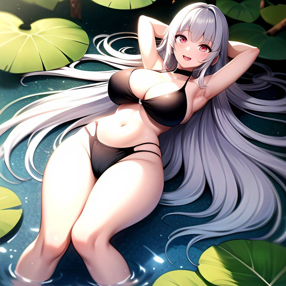 1girl D Bare Arms Bare Shoulders Bikini Black Bikini Breasts Bug Butterfly Butterfly Hair Ornament Choker Cleavage Feet Out Of, 3586486418 - AIHentai - #main