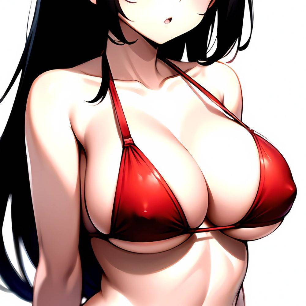 1girl O Absurdres Bikini Red Bikini Black Hair Blue Eyes Breasts Cleavage Collarbone Commentary Request Highres Large Breasts Lo, 1622687648 - AIHentai - #main