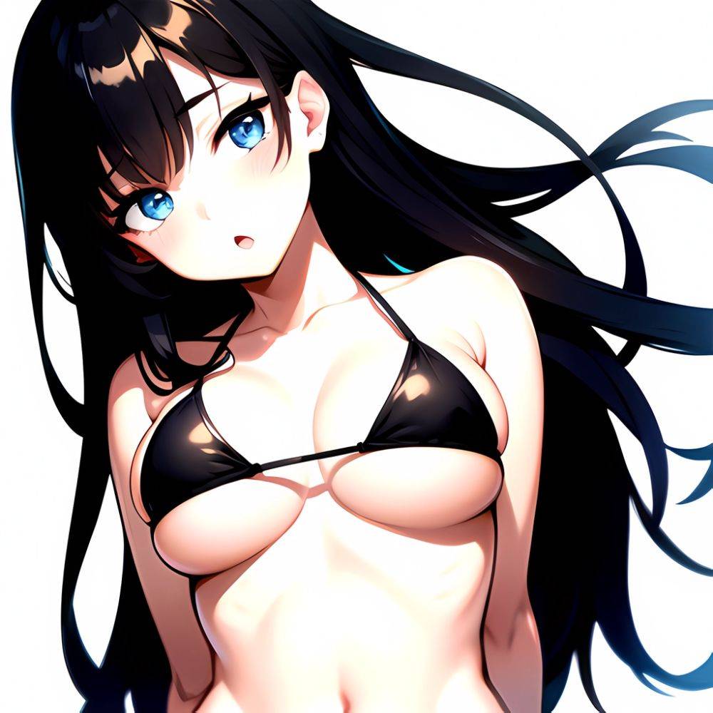 1girl O Absurdres Bikini Black Bikini Black Hair Blue Eyes Breasts Cleavage Collarbone Commentary Request Highres Large Breasts, 4058009270 - AIHentai - #main