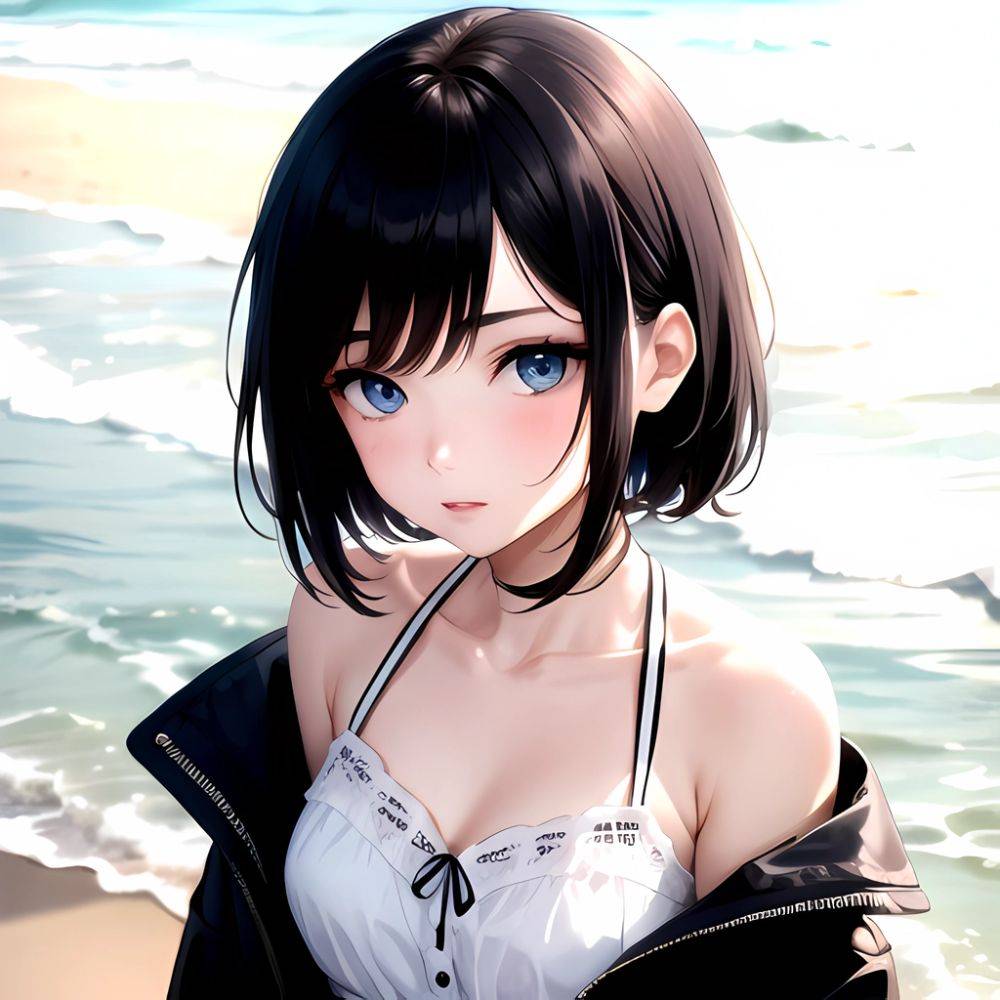 1girl Solo Beach Blue Eyes, 2429689538 - AIHentai - #main