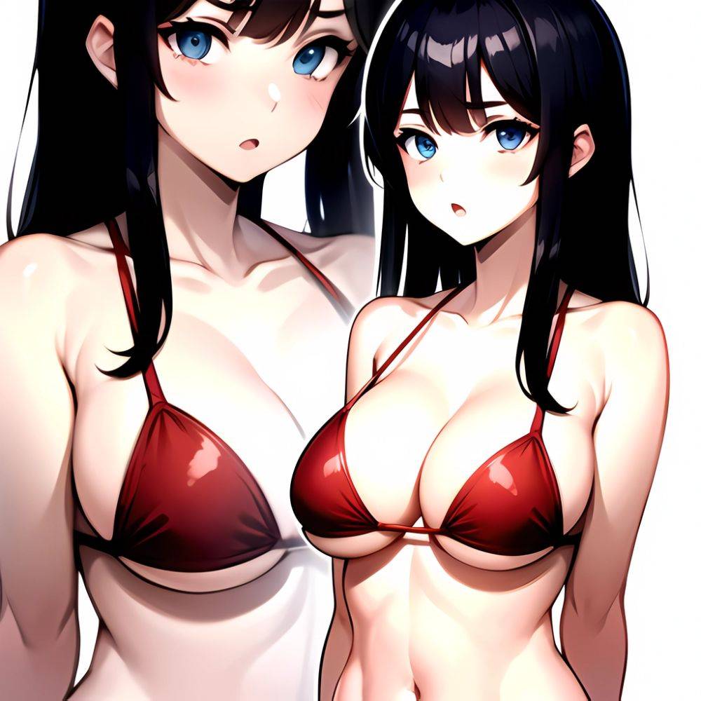 1girl O Absurdres Bikini Red Bikini Black Hair Blue Eyes Breasts Cleavage Collarbone Commentary Request Highres Large Breasts Lo, 1177257805 - AIHentai - #main