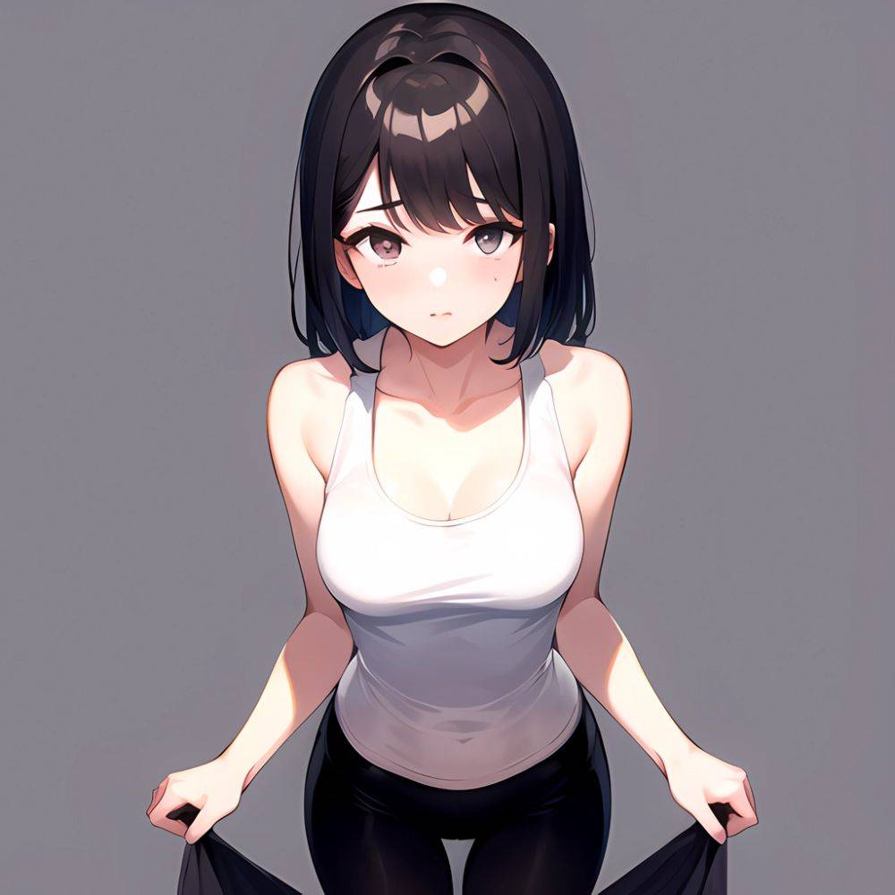 1girl Solo Tank Top Leggings Standing Fully Clothed Pov Simple Background, 3224207858 - AIHentai - #main