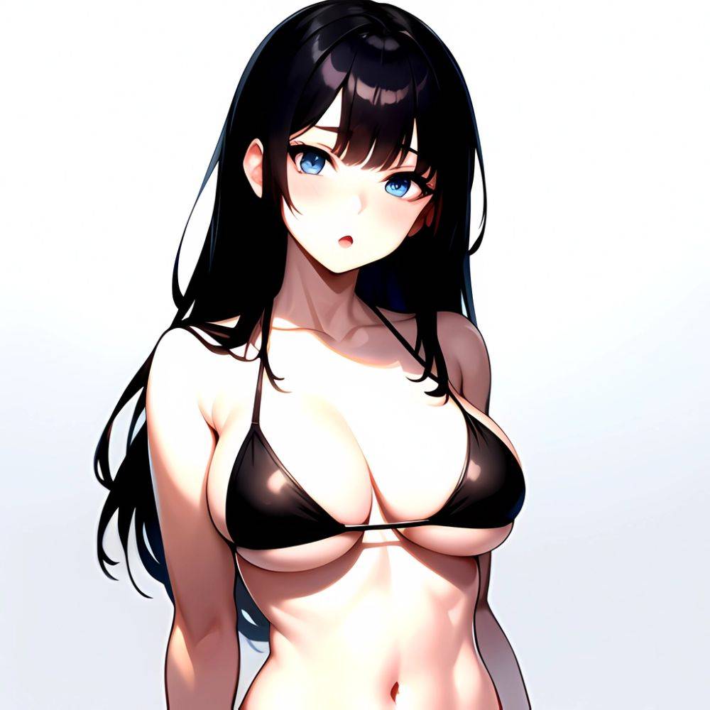 1girl O Absurdres Bikini Black Bikini Black Hair Blue Eyes Breasts Cleavage Collarbone Commentary Request Highres Large Breasts, 2064295431 - AIHentai - #main