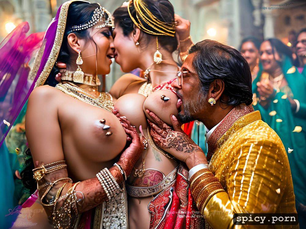 clitoris pierced, hindu bride, naked bride, husband licking biting his wife s extremely large breast - #main