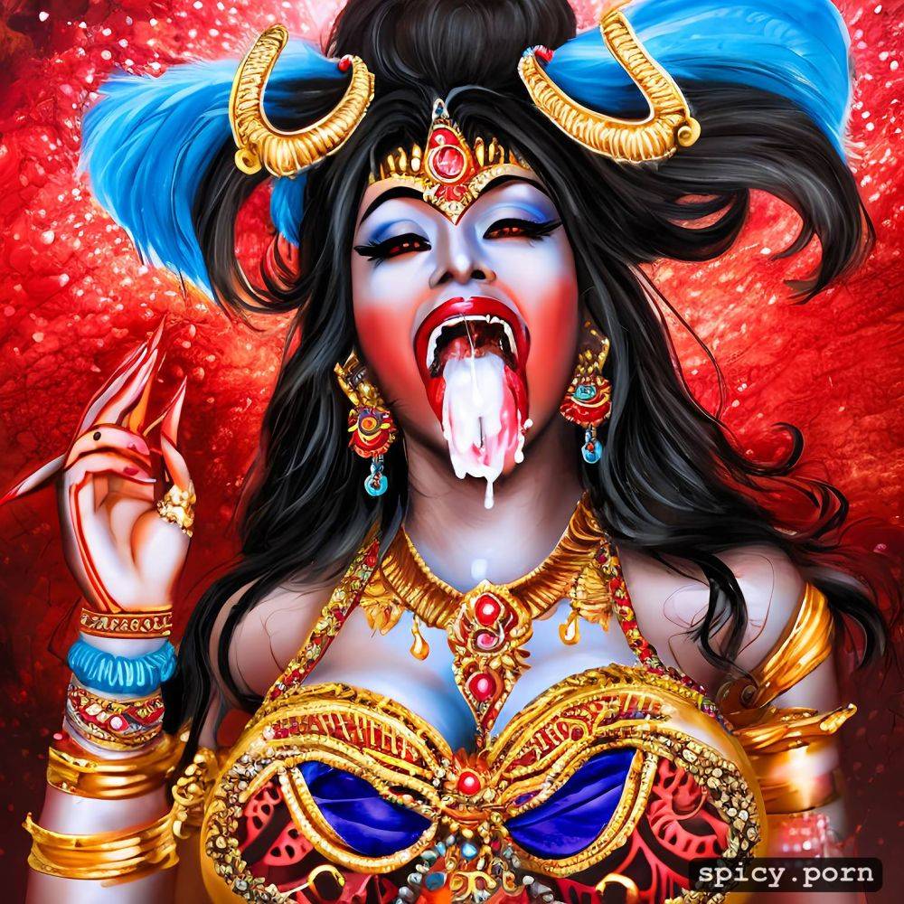 cum on tongue, beautiful hindu goddes devi kali, 4 arm, ahegao face - #main