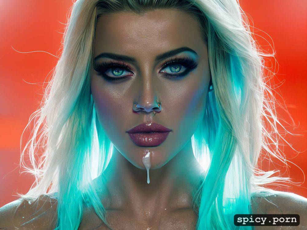 amber heard has c cup boobs, neon lights, long hair, high makeup - #main