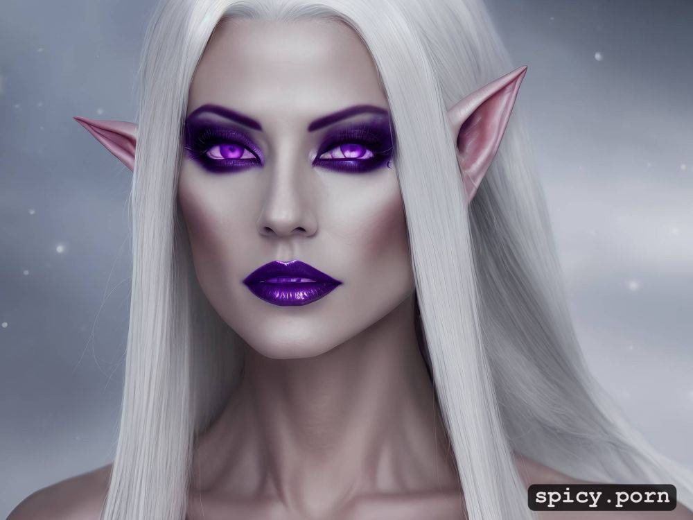 white eyebrows, 23 yo, long straight white hair, perfect slim albino female elf - #main