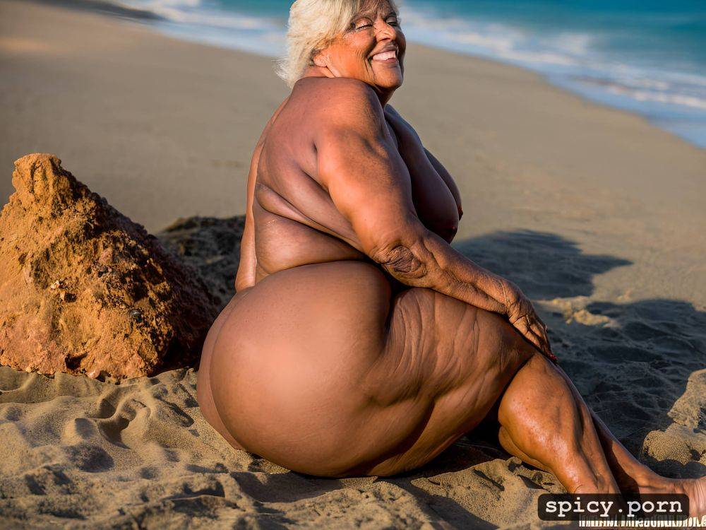 fat leg, ultra detailed, lady 75 years old, 8k, on beach, realistic - #main