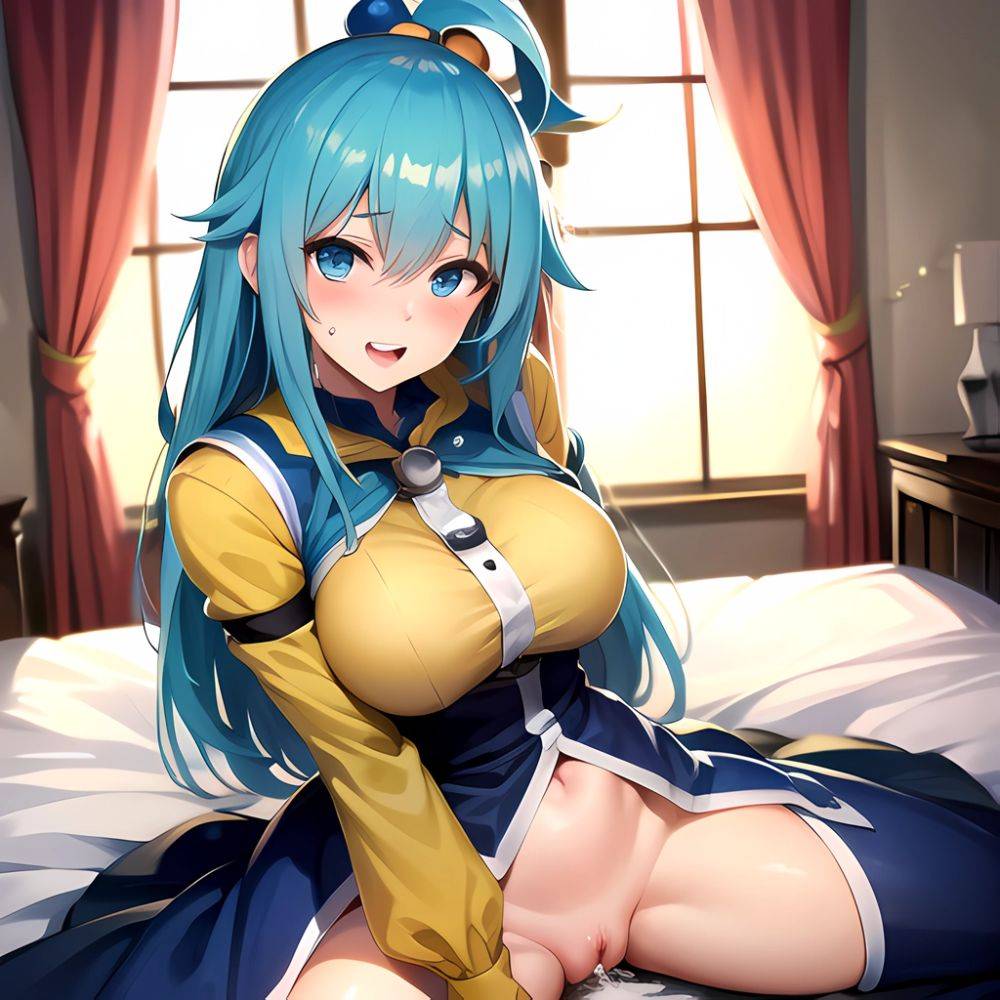 Absurdres Ai Generated Anus Aqua Konosuba Bedroom Blue Eyes Blue Hair Cowgirl Position Highres Looking At Viewer On Bed Penis, 1340313811 - AIHentai - #main