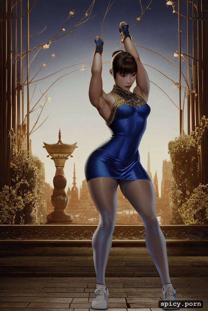 smokey eyes, kick, shaolin kung fu, shoulderless jumpsuit, long dark blue dress - #main